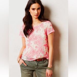 Anthropologie Tee Sheer Cherry Blossom Blouse Size Small